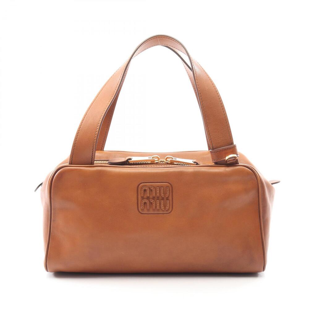 Miu Miu Vitello Antic Leather Tote Bag Brown